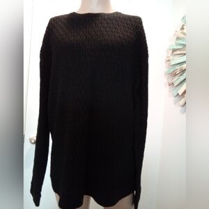 Perry Ellis Chicago Modern Black Wool Crew Neck Sweater Big & Tall XXG